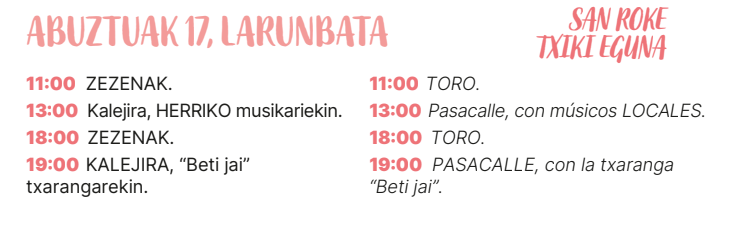 Andramarixak: sábado, 17 de agosto