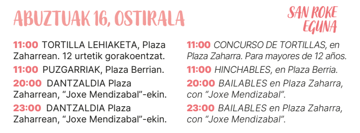 Andramarixak: viernes, 16 de agosto