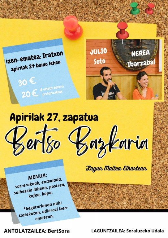 Bertso bazkaria: Julio Soto y Nerea Ibarzabal