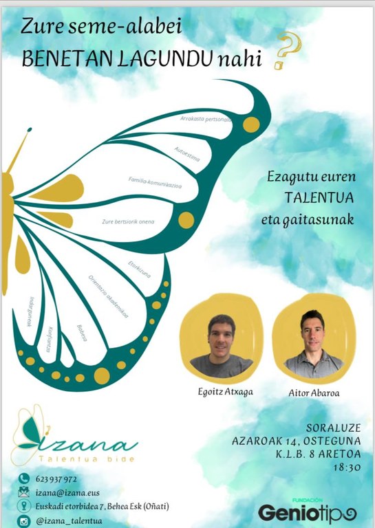 Charla: "Zure seme alaberi BENETAN LAGUNDU nahi?"
