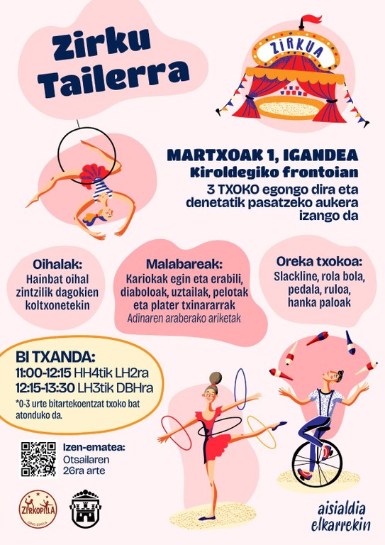 Taller de circo para niños, niñas y jóvenes