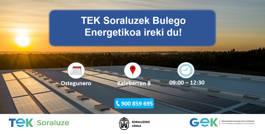 El punto de información energético de la Comunidad Energética Local de Soraluze abierto cada jueves