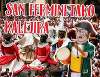 El sabado, kalejira de San Fermín de la mano de los gaiteros y cabezudos