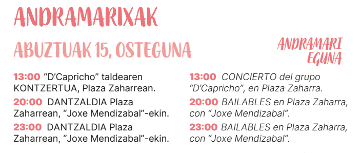 Andramarixak: eguena, abuztuak 15
