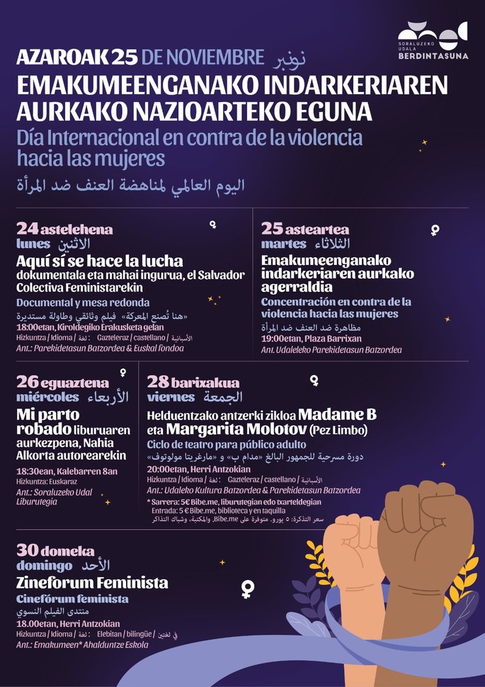 Emakumeenganako indarkeriaren aurkako nazioarteko eguna, ekintza eta aldarrikapen artean